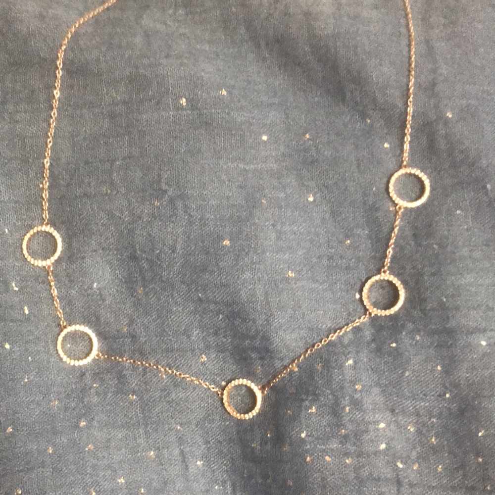 Rose gold over sterling silver 18 inch station necklace.